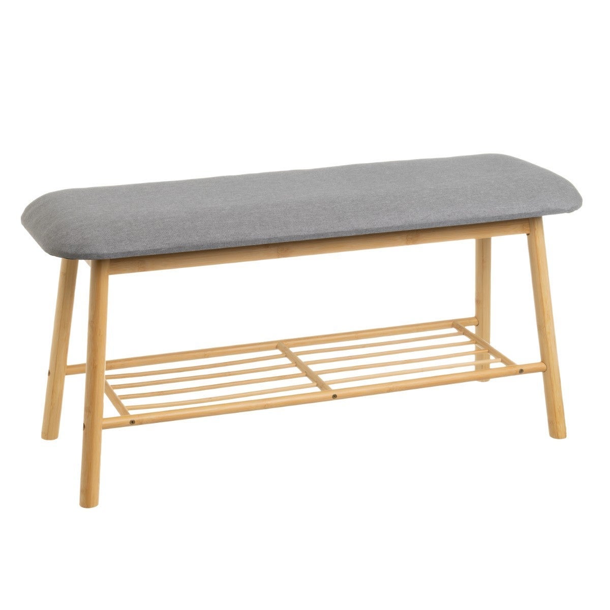 Banco zapatero de bambú marrón y gris con asiento