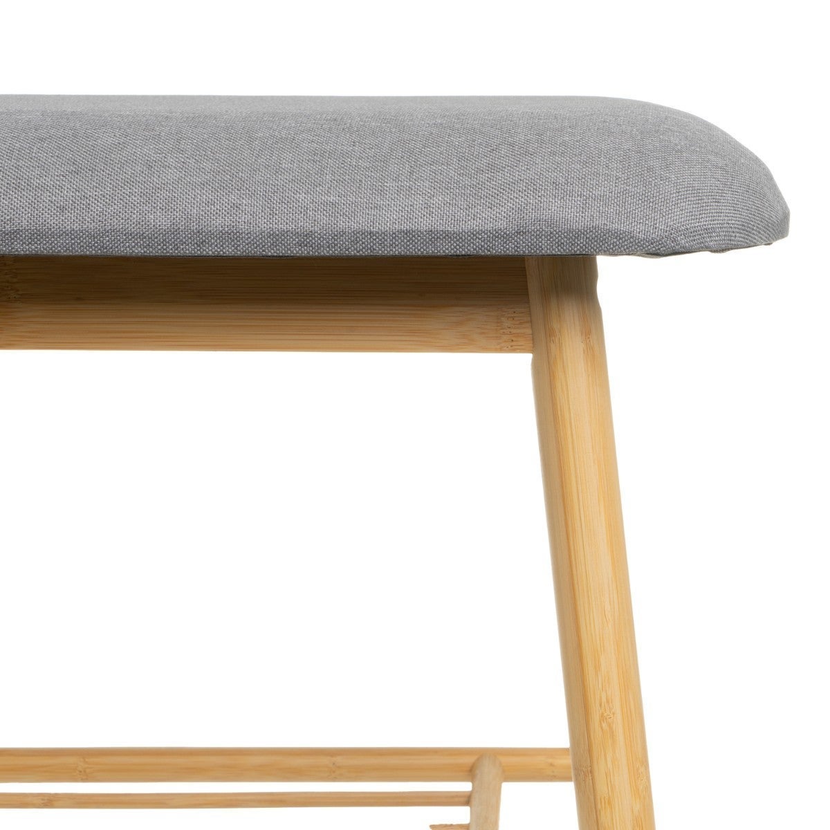 Banco zapatero de bambú marrón y gris con asiento