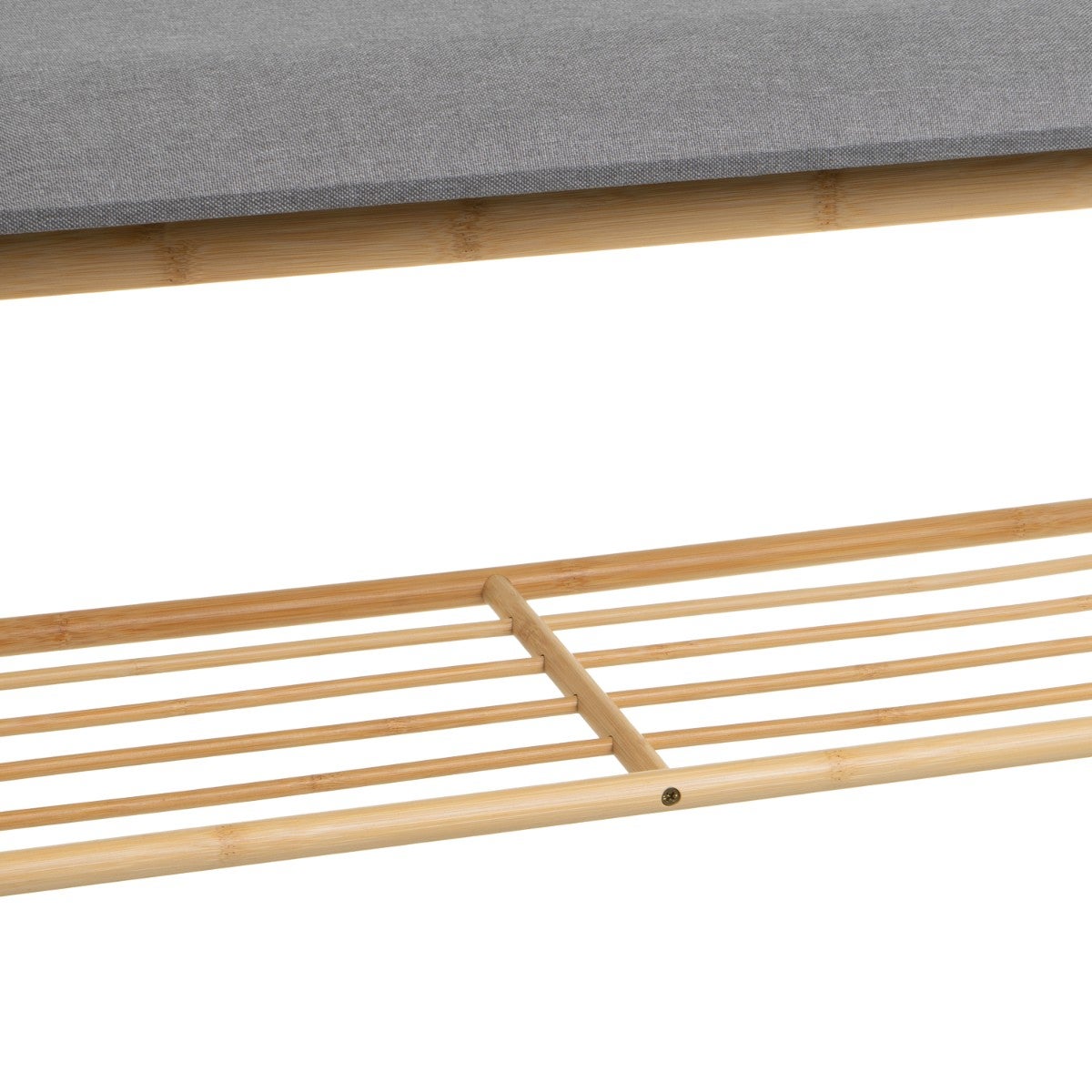 Banco zapatero de bambú marrón y gris con asiento