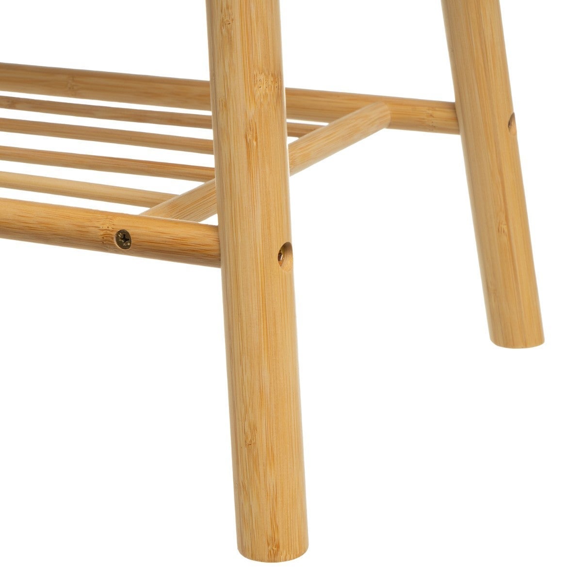 Banco zapatero de bambú marrón y gris con asiento