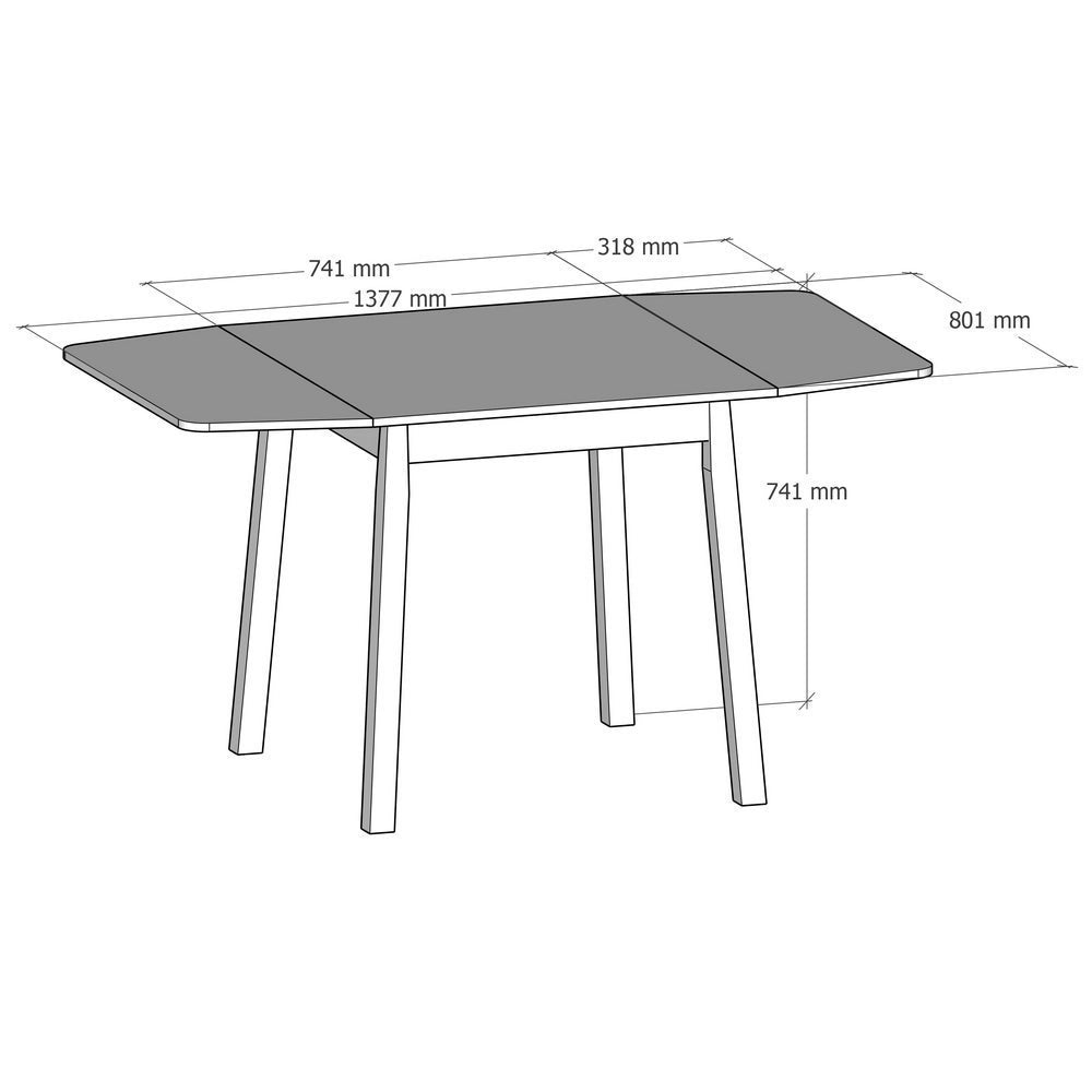 Mesa de cocina extensible blanca de 138cm