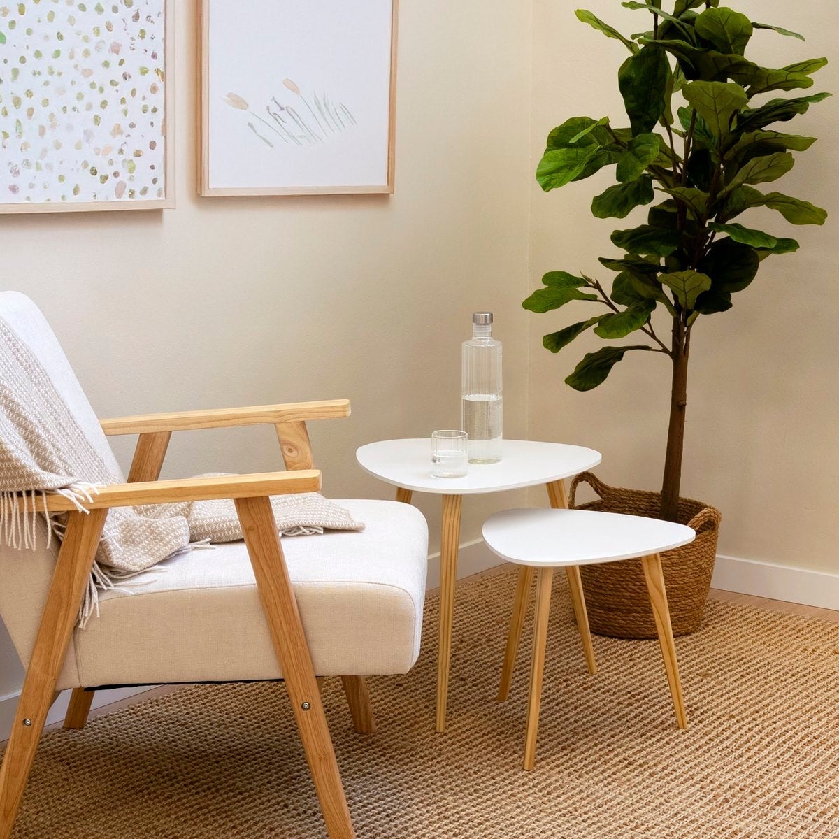 Set de 2 mesas auxiliares nido blancas