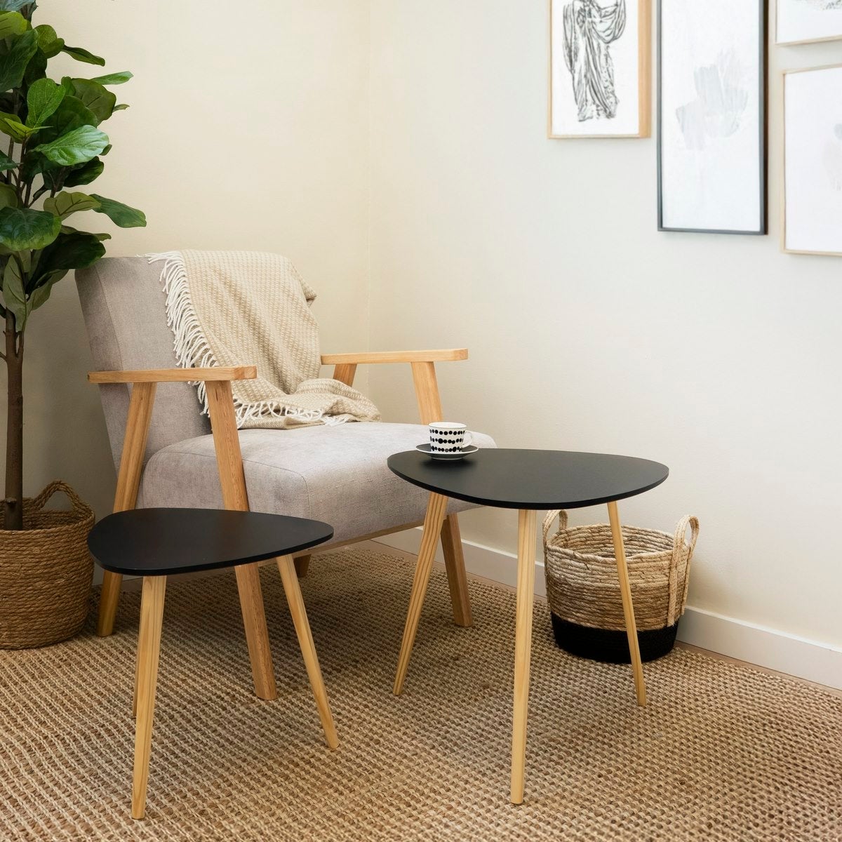 Set de 2 mesas auxiliares nido negras