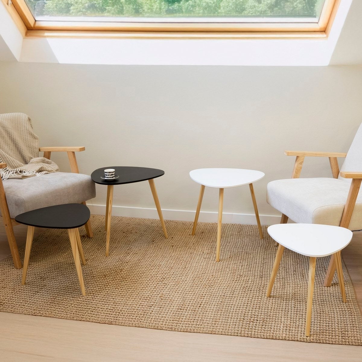 Set de 2 mesas auxiliares nido negras