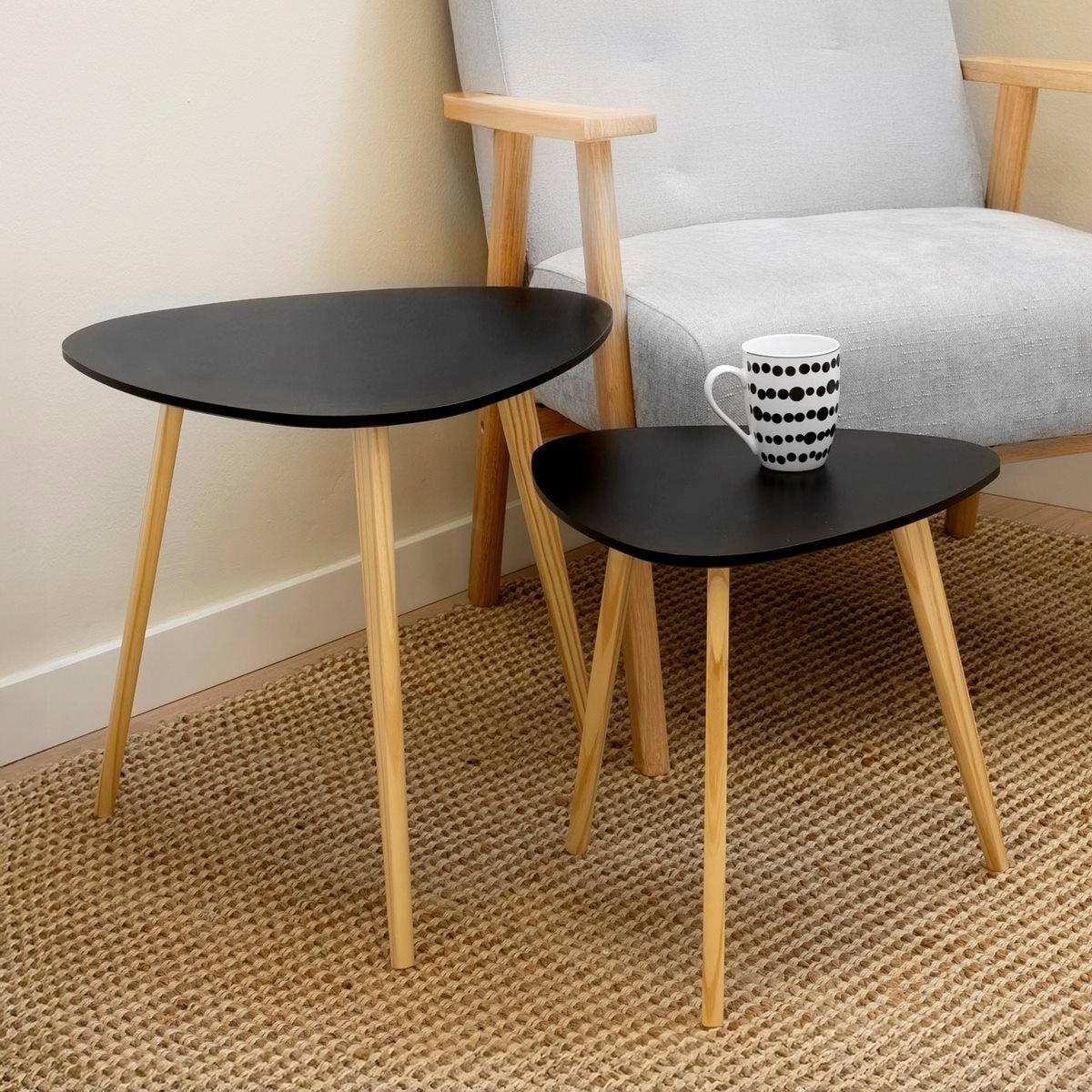Set de 2 mesas auxiliares nido negras