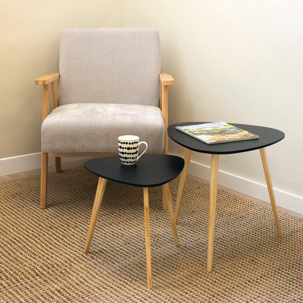 Set de 2 mesas auxiliares nido negras