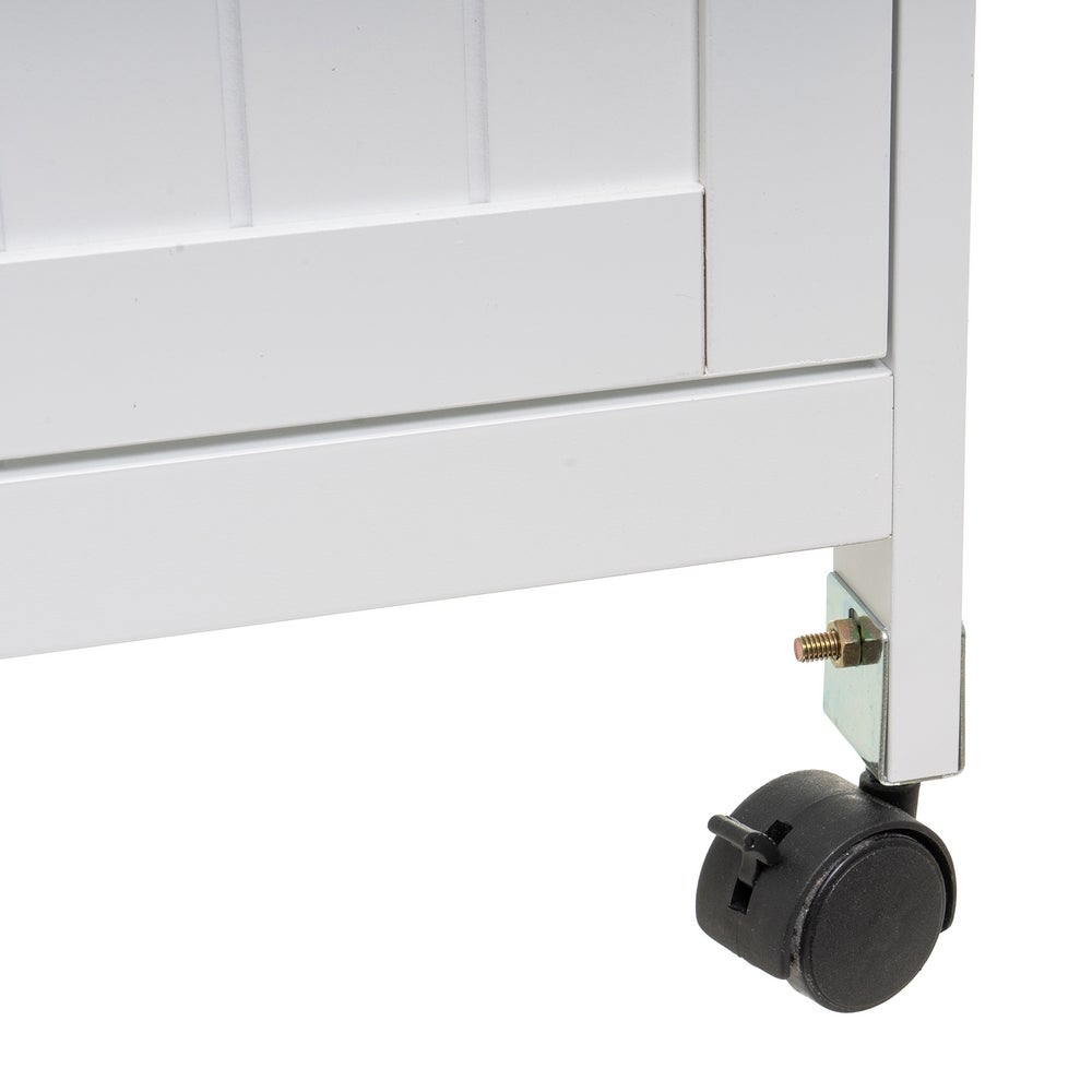 Carro de cocina de madera de pino blanco con 3 cajones