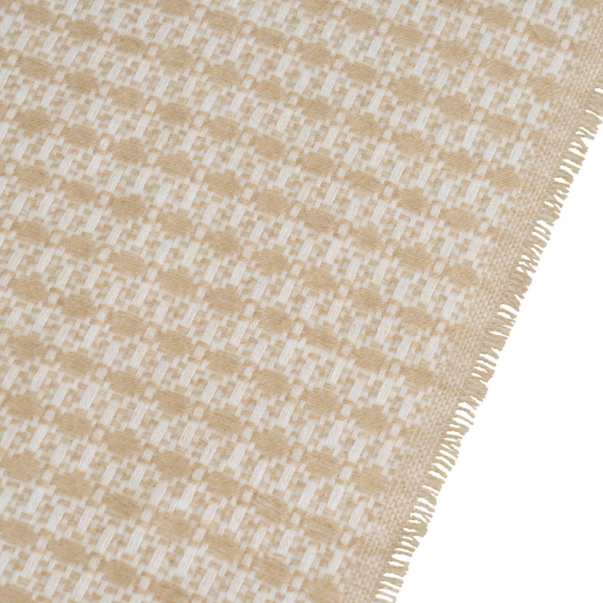 Manta de poliéster beige de 130x160 cm con flecos 200 gr/m2