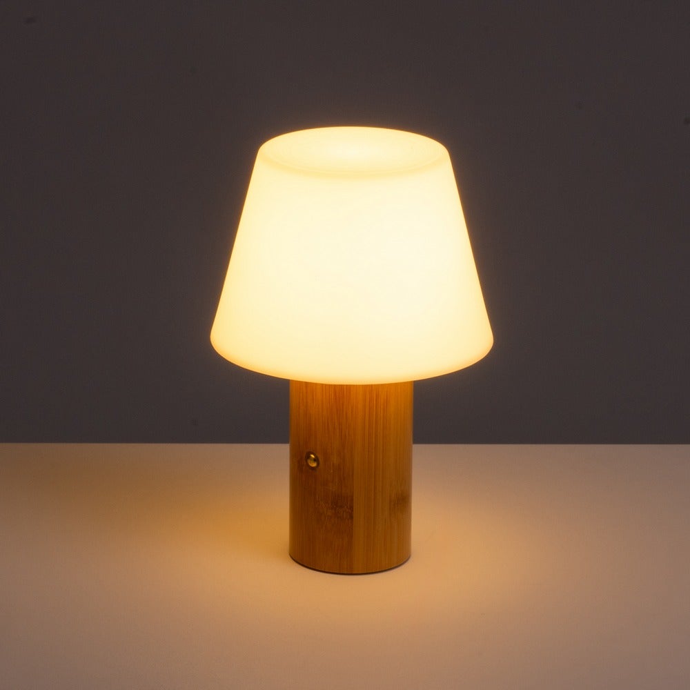 Lámpara LED de bambú de 23 cm