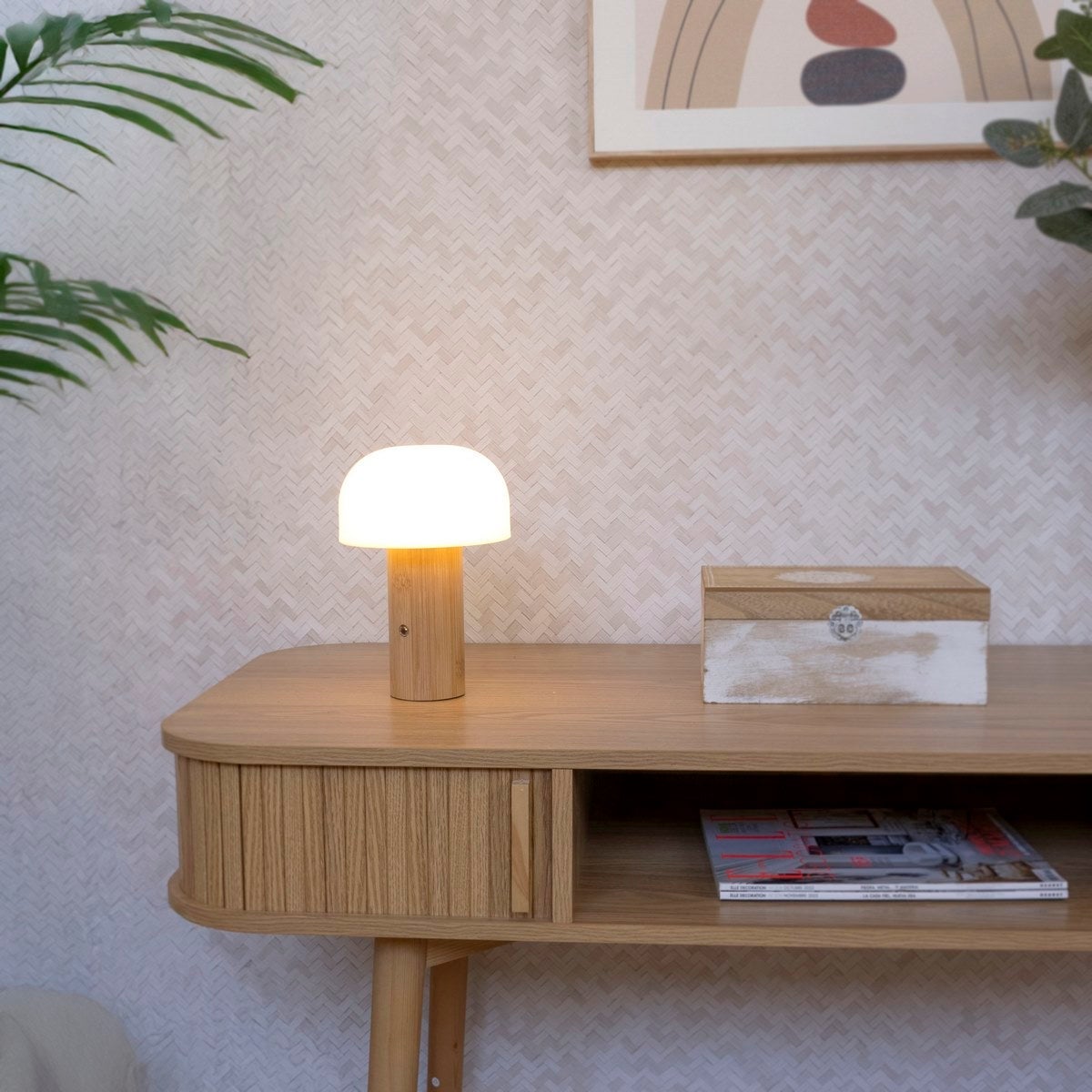 Lámpara LED de bambú marrón