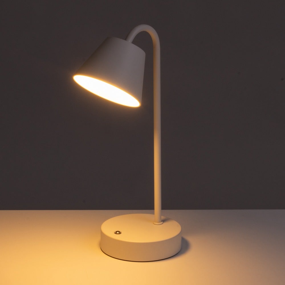 Lampara Flexo de Metal Blanco con LED Integrado de 32 cm