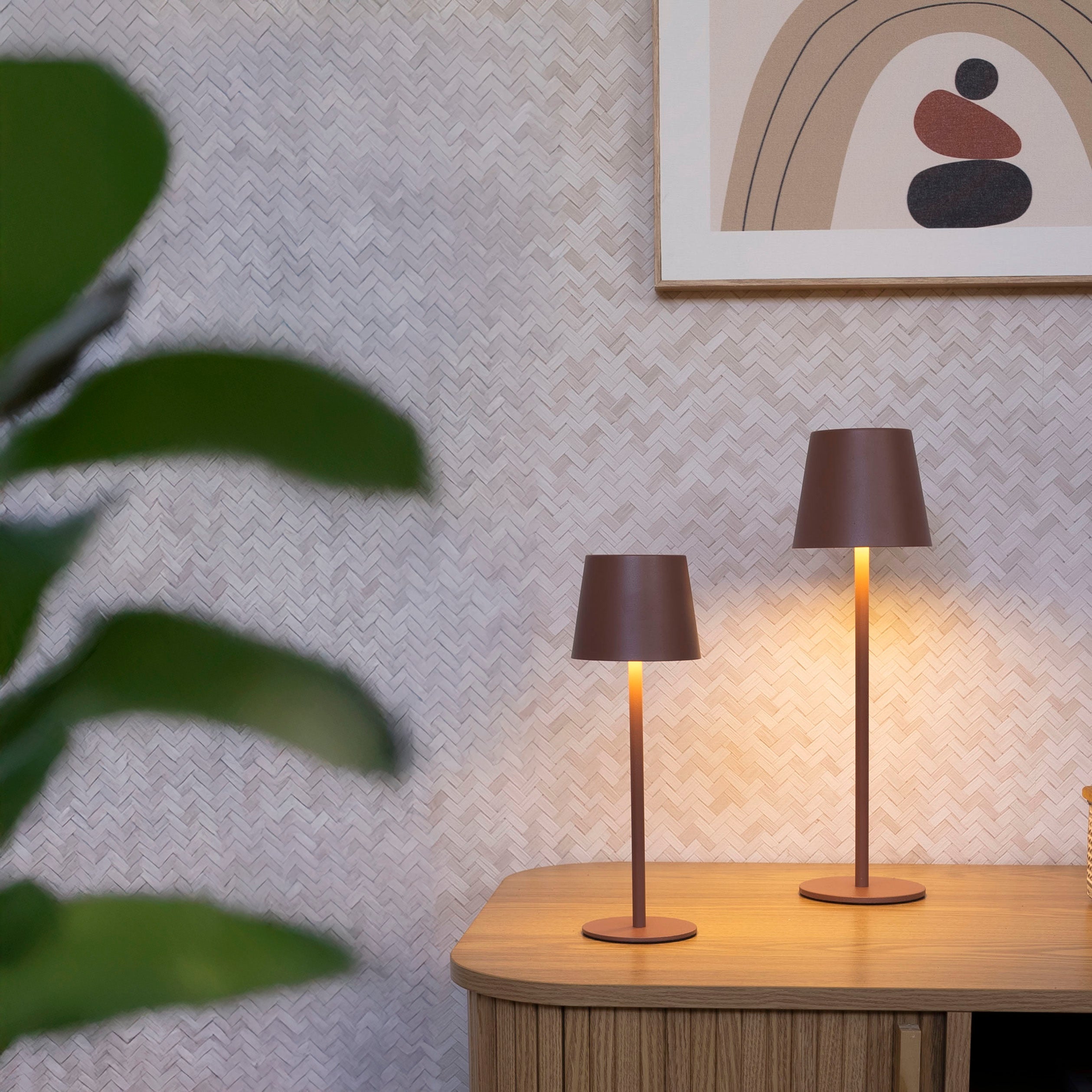 Lámpara LED de metal taupe de 27cm