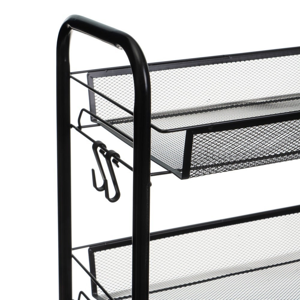 Carro de cocina multiusos de metal negro