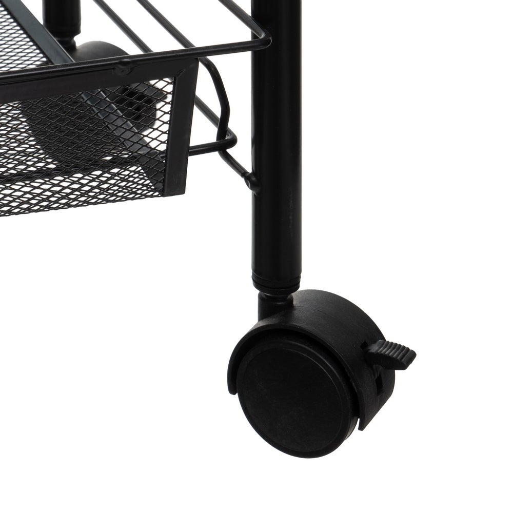Carro de cocina multiusos de metal negro