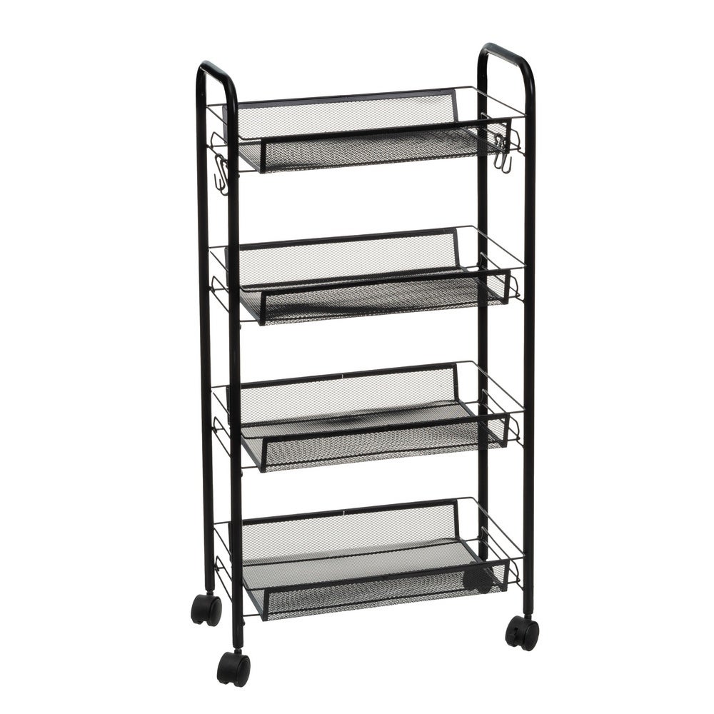 Carro de cocina multiusos de metal negro