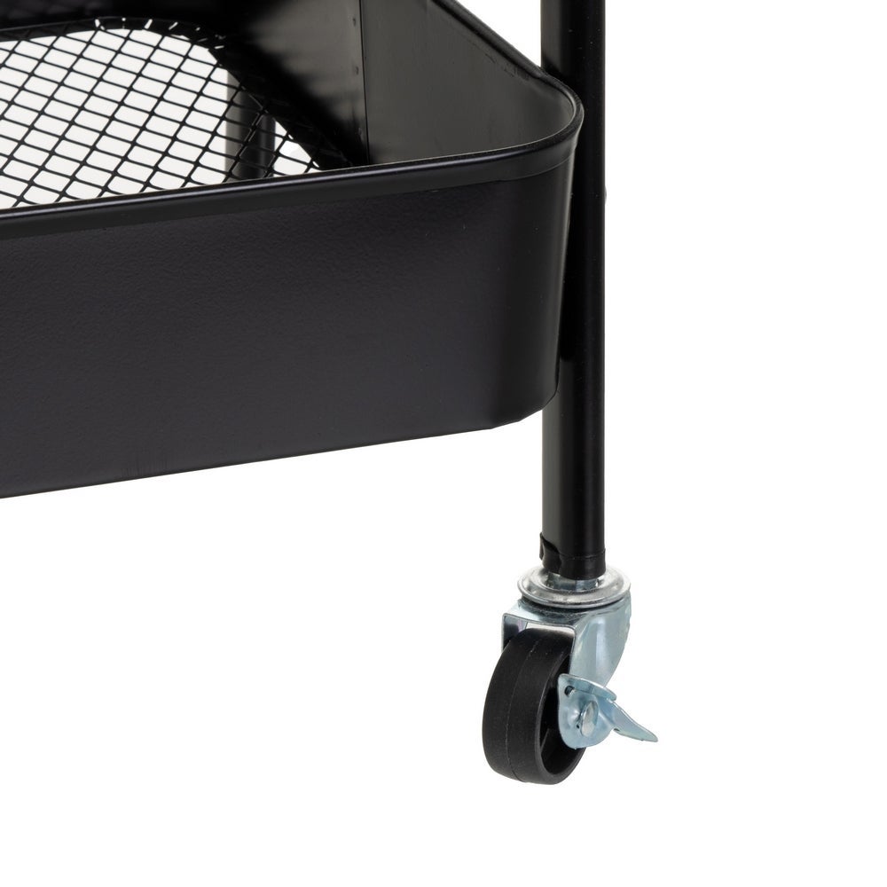 Carro de cocina multiusos de metal negro con 3 estantes