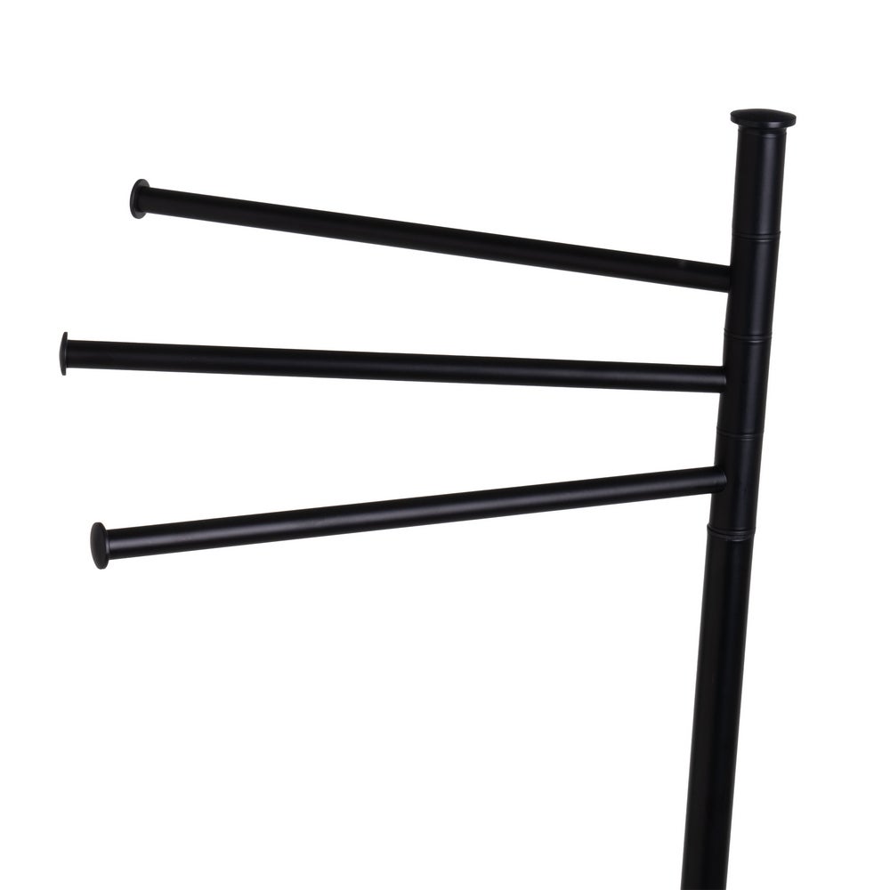 Toallero de pie con 3 brazos de metal negro de 42x22x85 cm