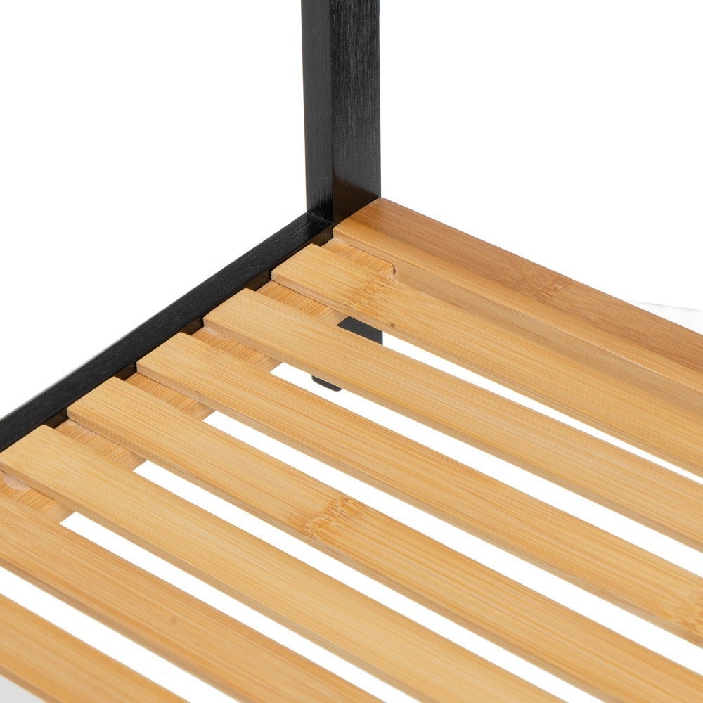 Toallero de pie con 3 brazos de bambú natural y negro