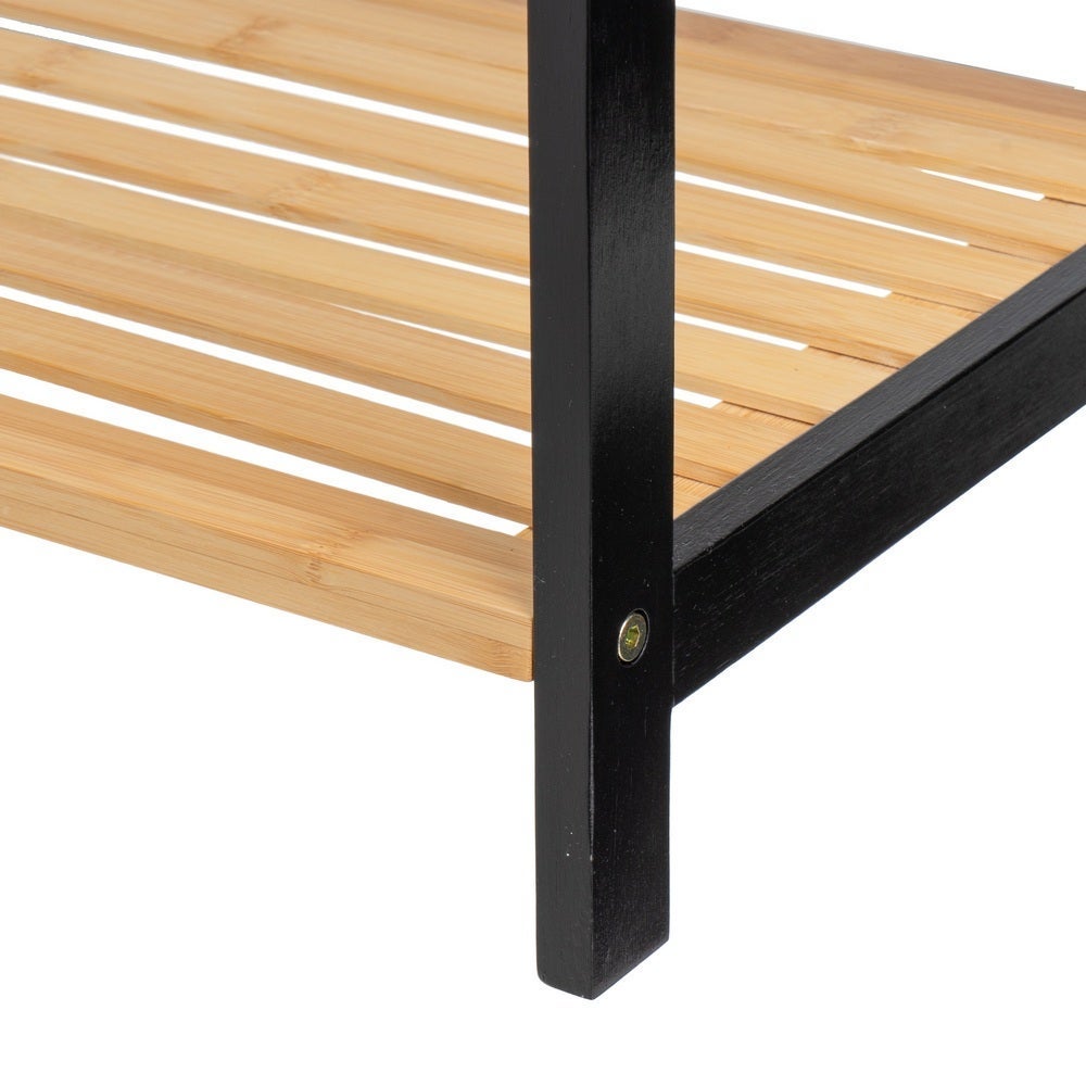 Toallero de pie con 3 brazos de bambú natural y negro