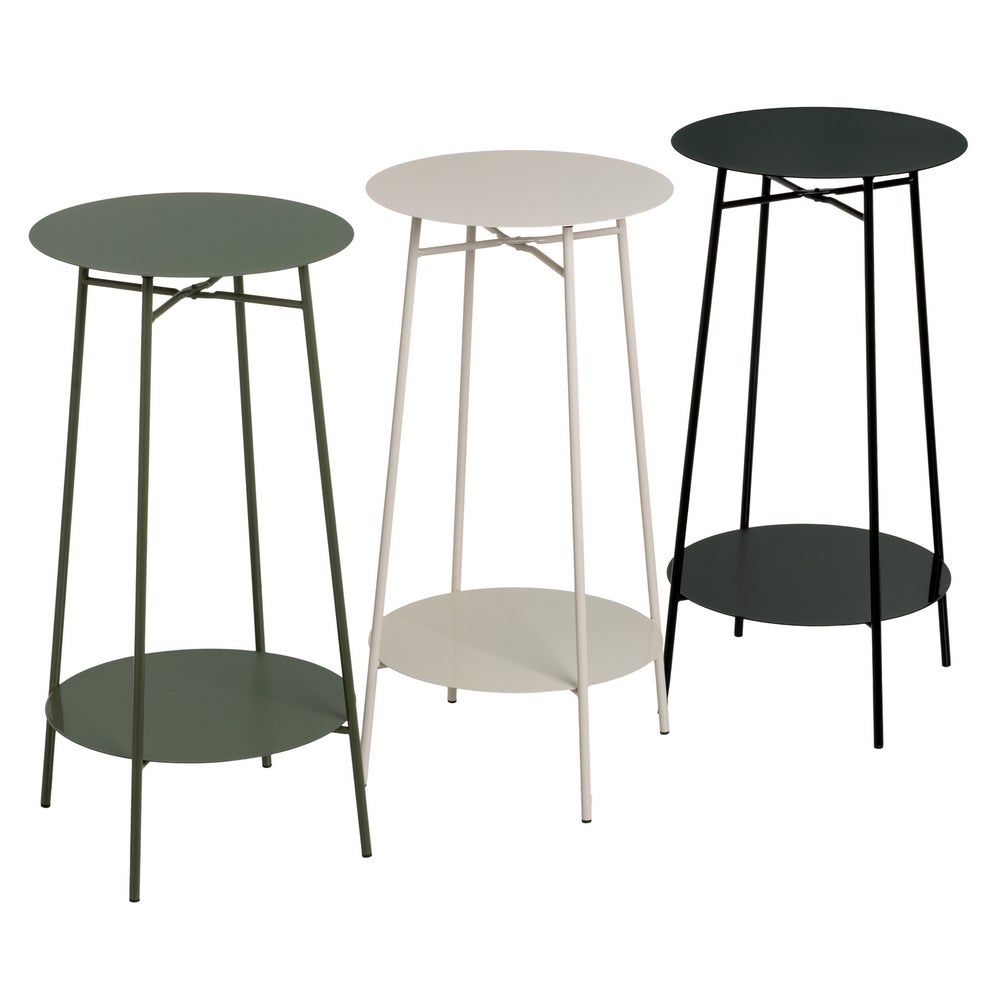 Mesa Auxiliar Metálica Negra 30x30x60 cm con Estructura Tubular