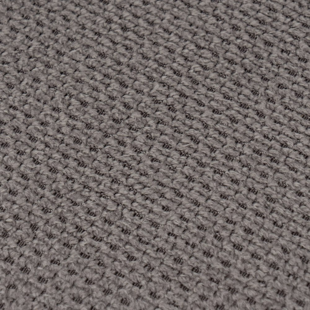 Puff cuadrado tapizado en tela gris