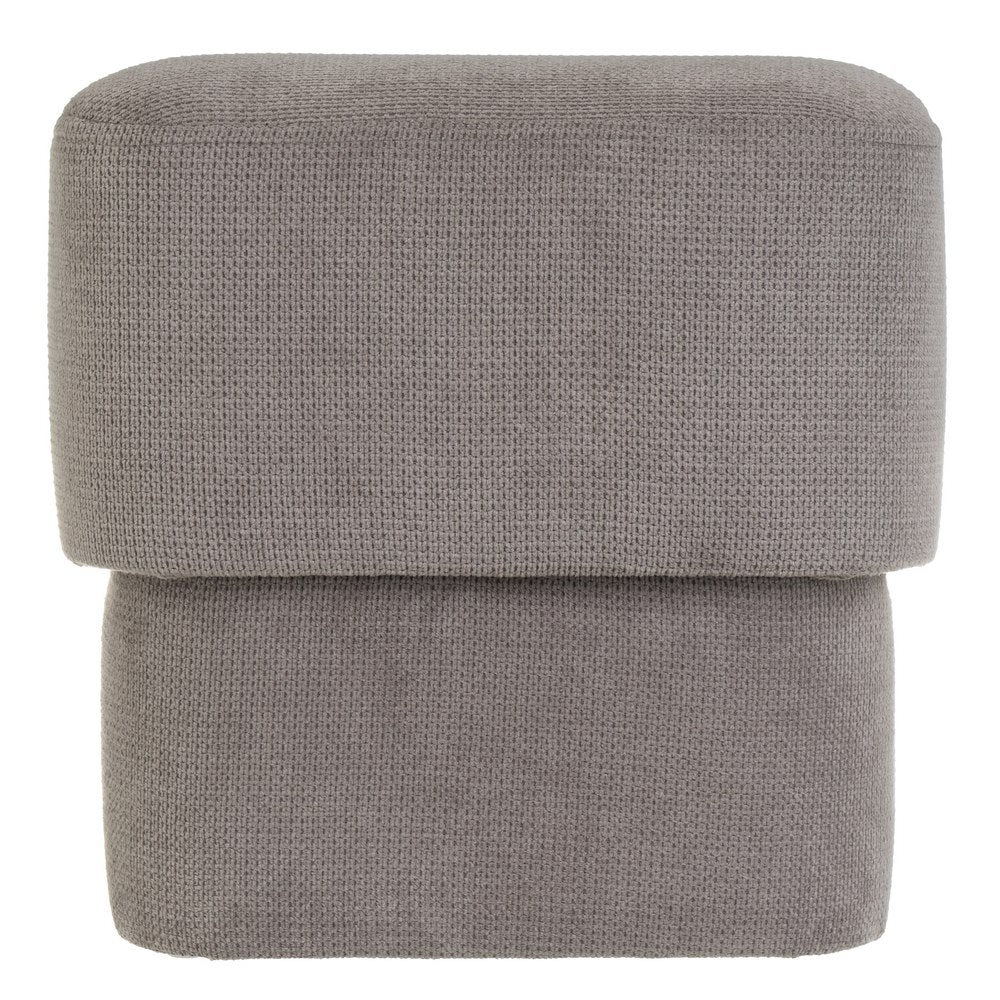 Puff cuadrado tapizado en tela gris