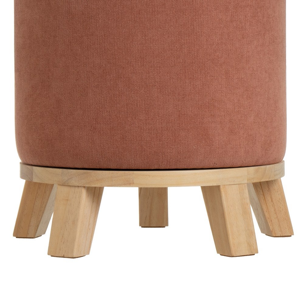 Puff redondo tapizado en tela naranja