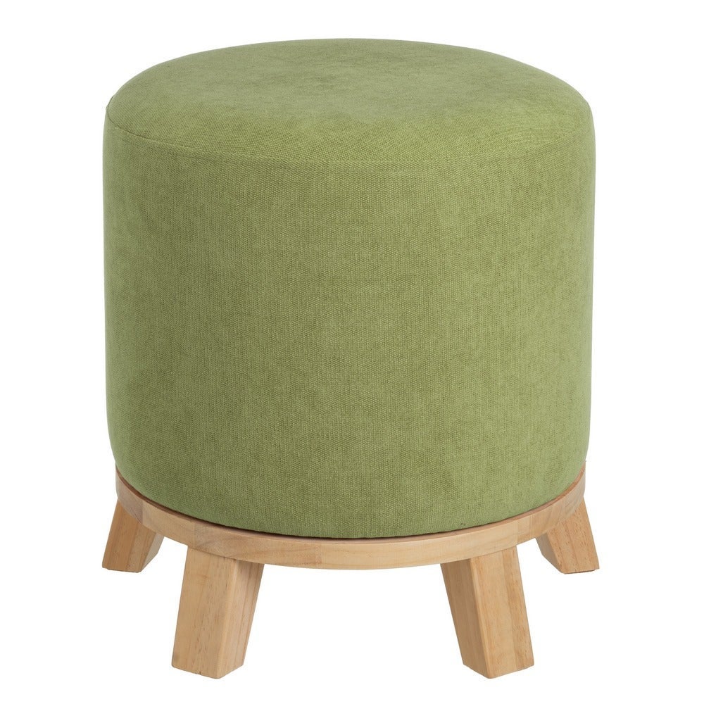 Puff redondo tapizado en tela verde