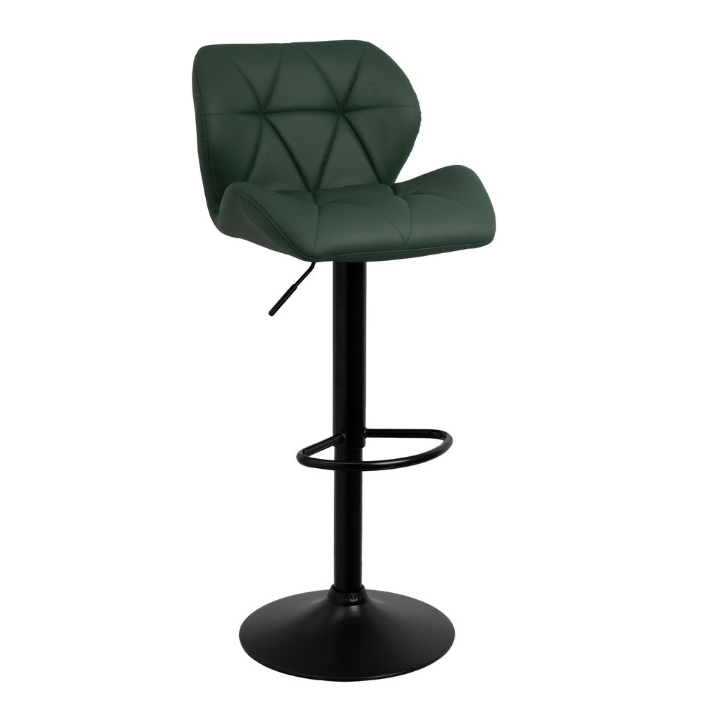Taburete de piel natural verde giratorio y elevable