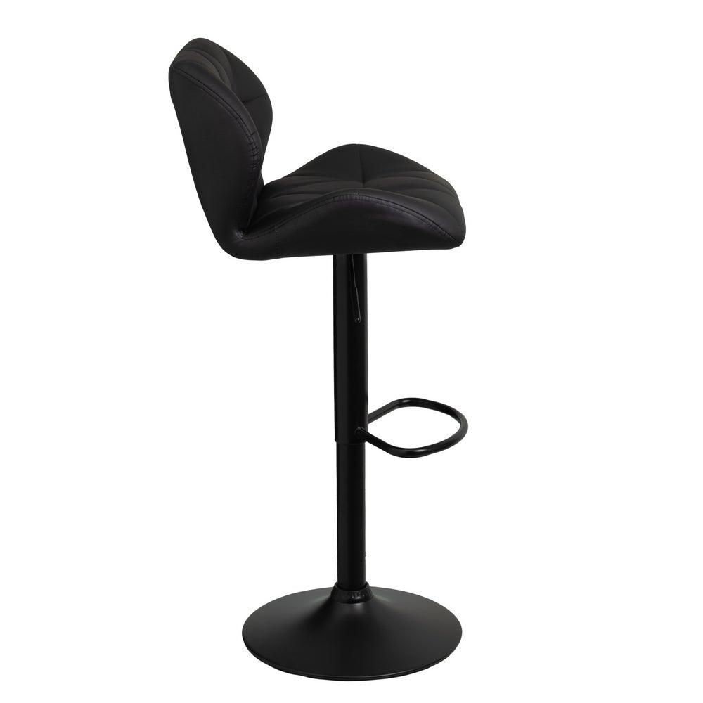 Taburete de piel natural negro giratorio y elevable