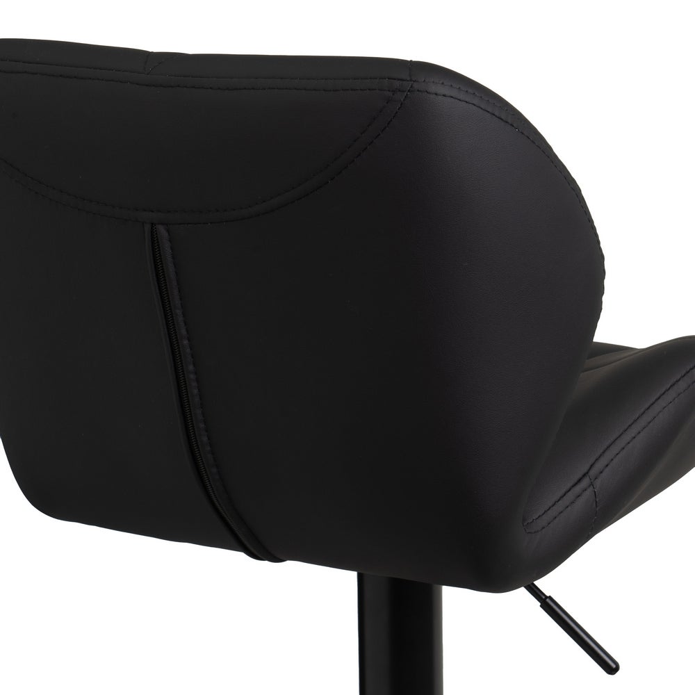 Taburete de piel natural negro giratorio y elevable