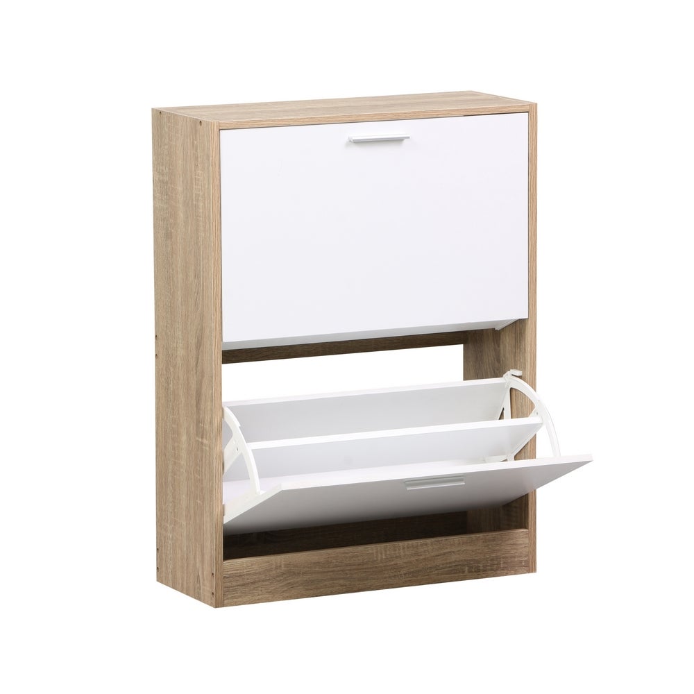 Zapatero  de 2 puertas color natural y blanco