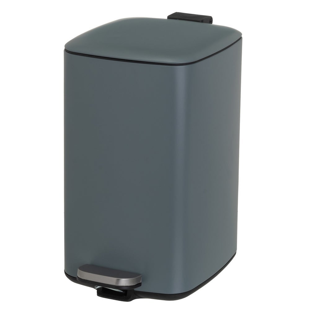 Papelera cuadrada de pedal gris de 20 litros