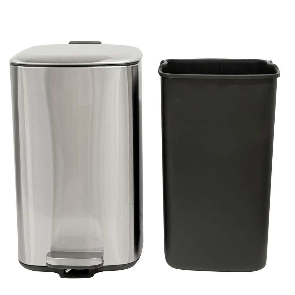 Papelera cuadrada de pedal metálica de 20 litros