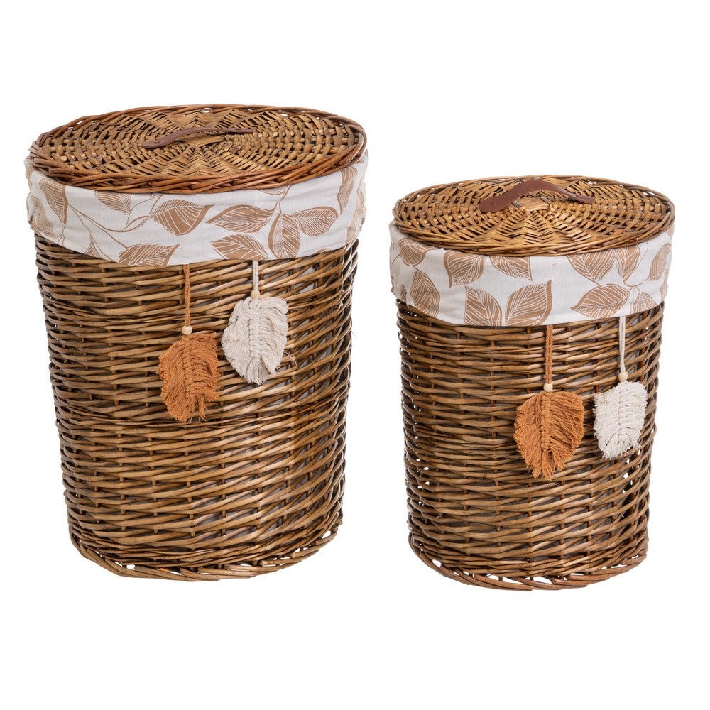 Set de 2 cestos y 4 cestas marrón