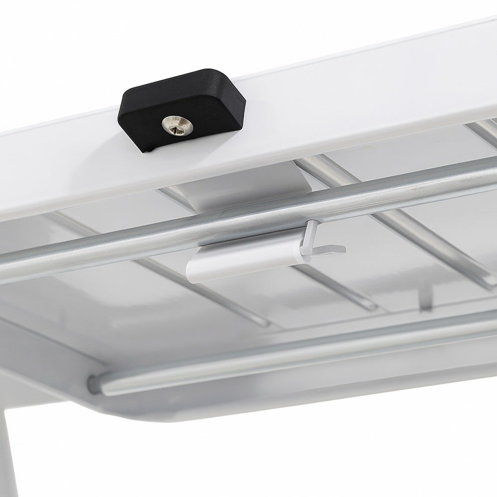 Escalera plegable de 4 peldaños antideslizantes de acero blanco de 156 cm