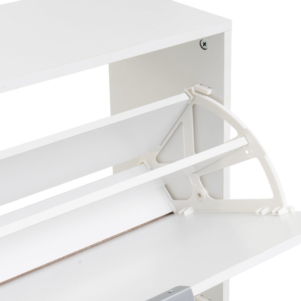 Zapatero estrecho blanco con 2 puertas abatibles de 74x24x82 cm