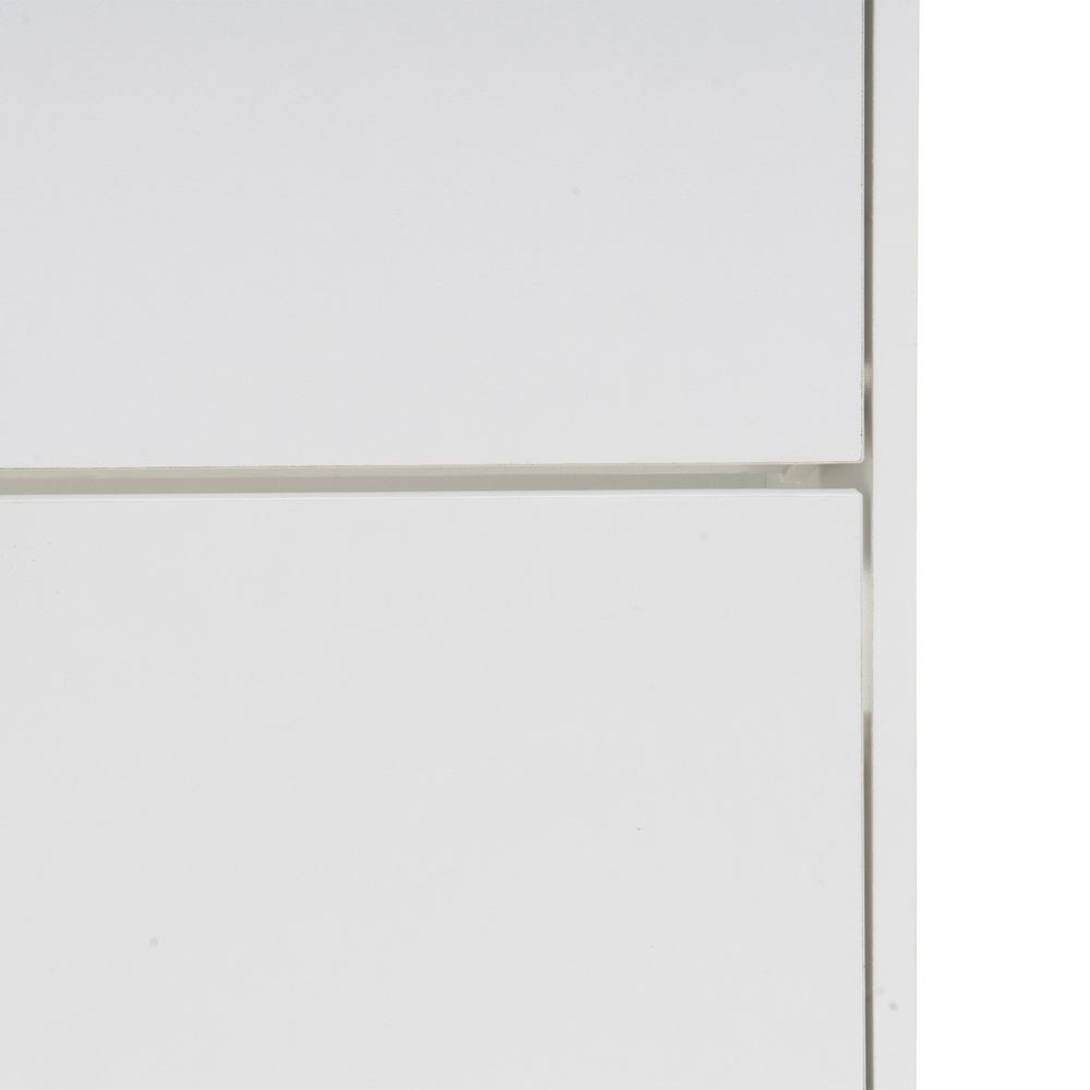 Zapatero estrecho blanco con 2 puertas abatibles de 74x24x82 cm