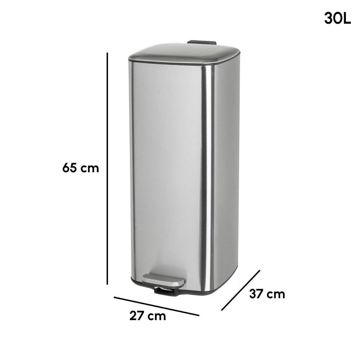 Papelera 30 Litros de Acero Inoxidable, Cubo Interior Extraíble