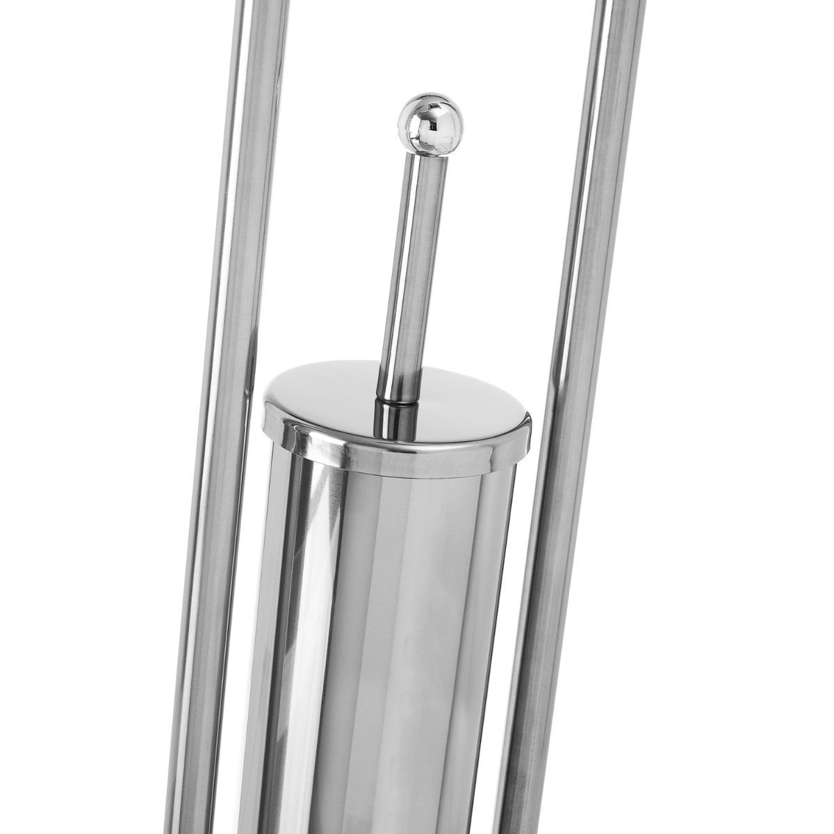 Portarrollos y escobillero plateado de metal cromado