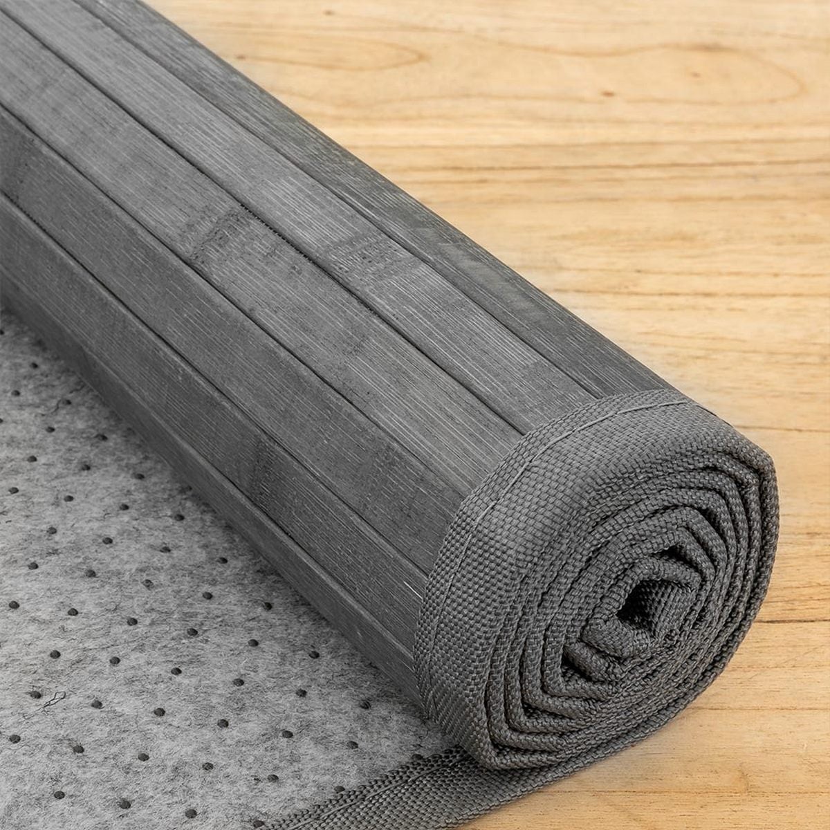 Alfombra salón de bambú gris de 200x140 cm