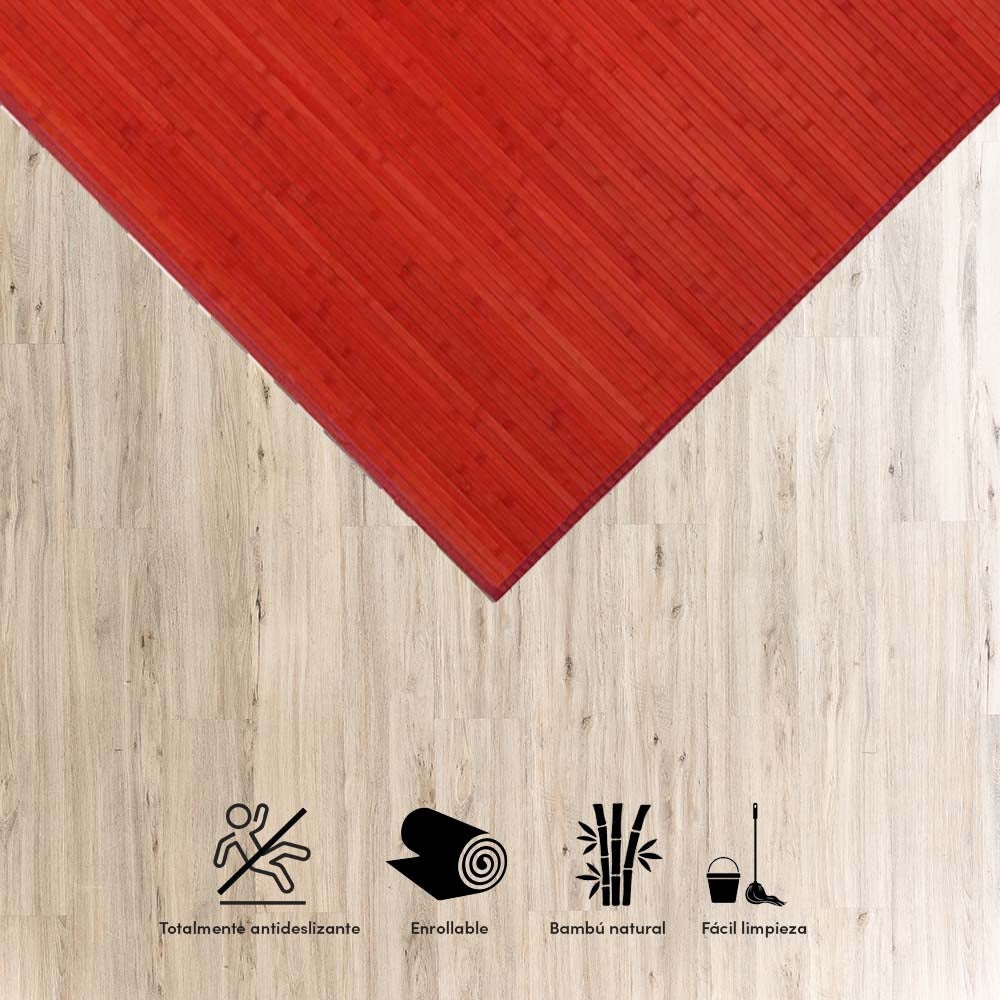 Alfombra de bambú rojo