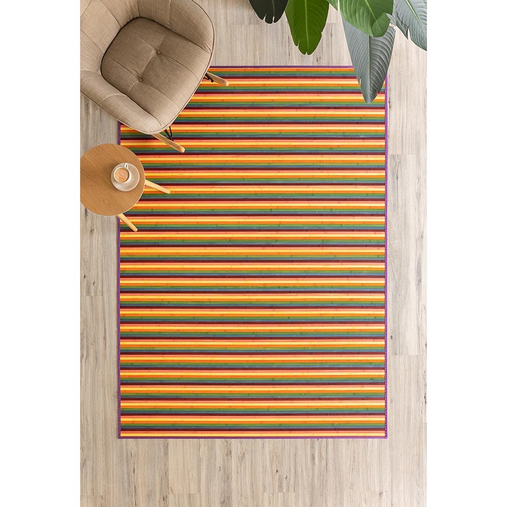 Alfombra de salón de bambú naranja de 200x140 cm