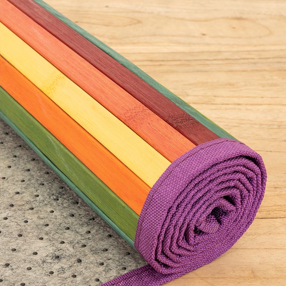 Alfombra de salón de bambú naranja de 200x140 cm