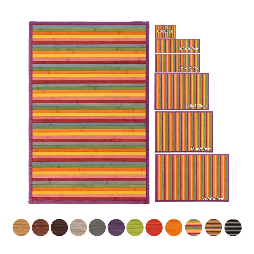 Alfombra de salón de bambú naranja de 200x140 cm