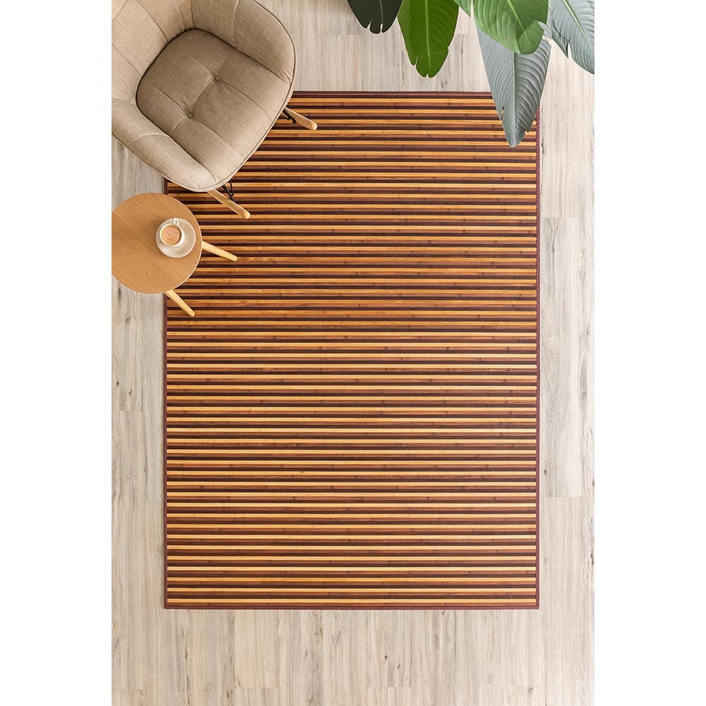 Alfombra de salón de bambú marrón de 200x140 cm