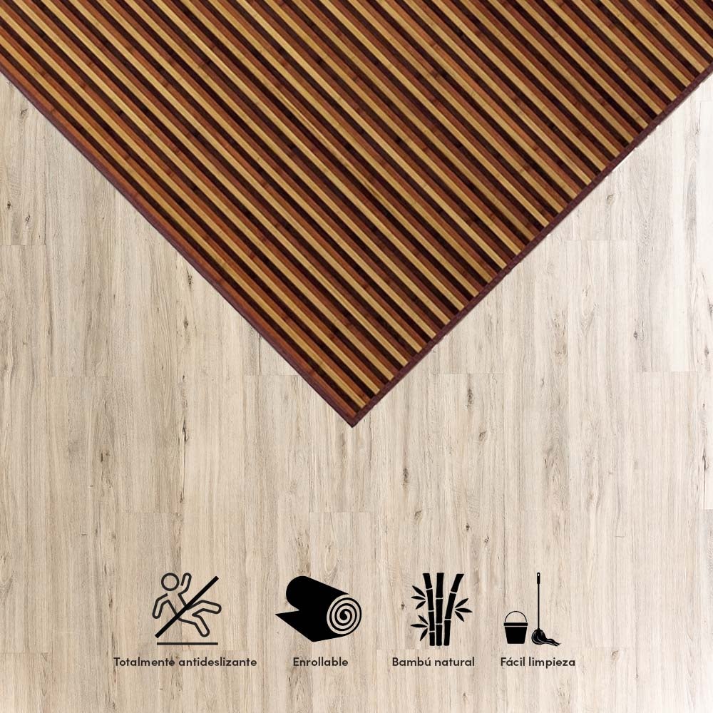 Alfombra de salón de bambú marrón de 200x140 cm