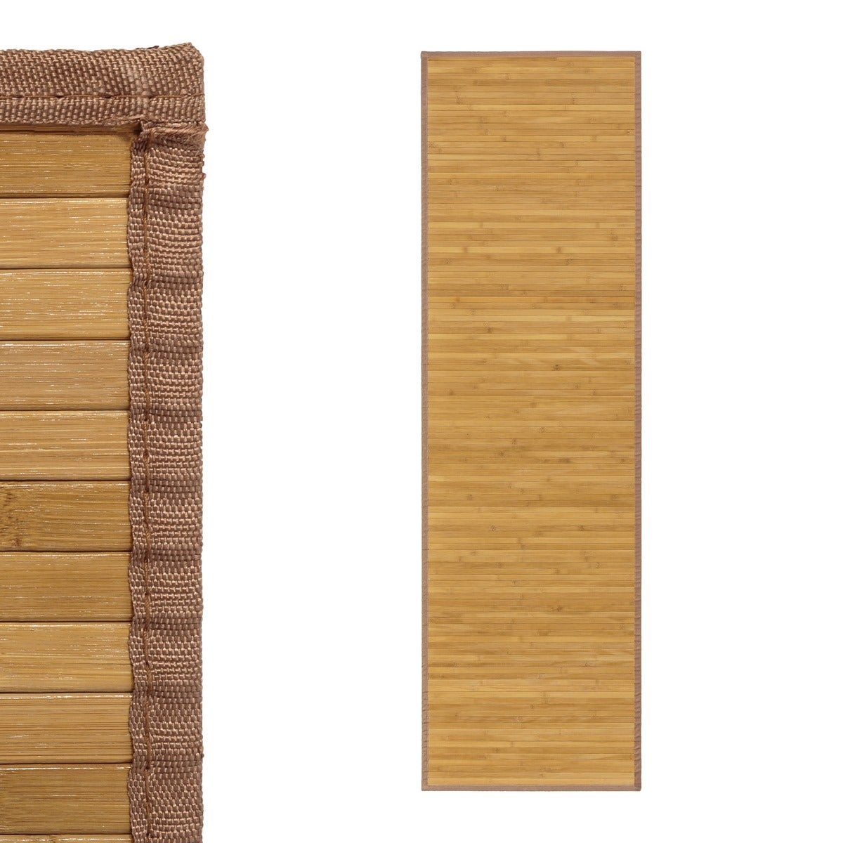 Alfombra pasillera de bambú marrón de 200x60 cm