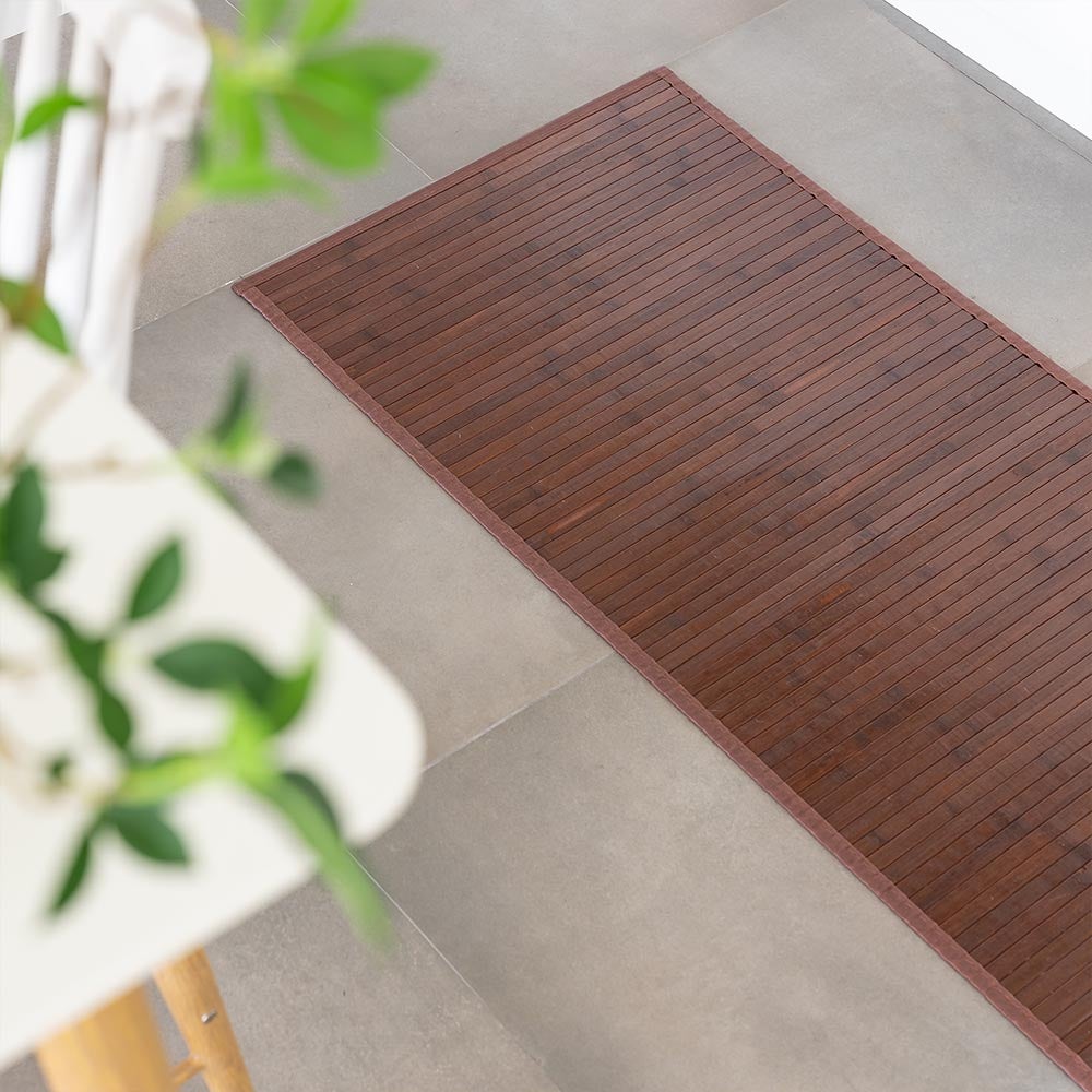 Alfombra de bambú pasillera marrón