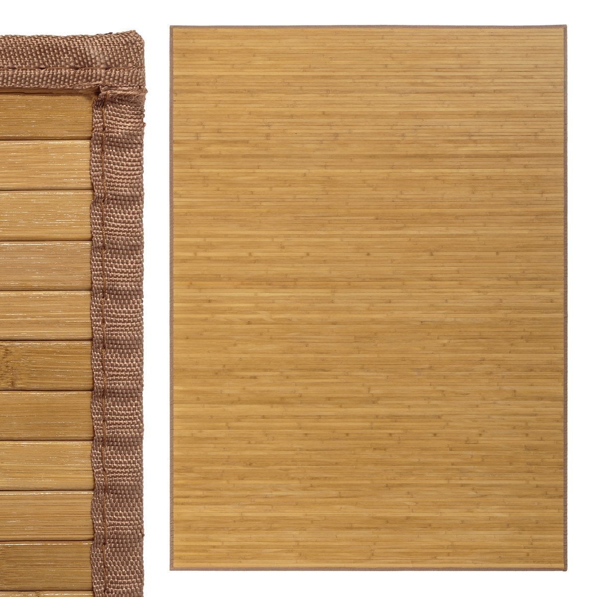 Alfombra de salón de bambú marrón de 250x180 cm